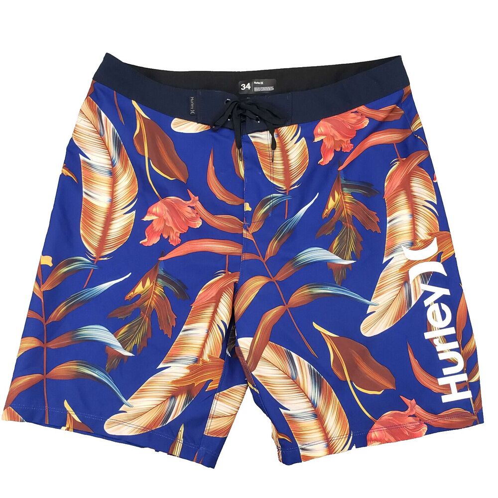 Hurley Hawaiian Board Shorts‎ Mens 34 Fat Cap Swim Surf Beach Pool Skate 00s